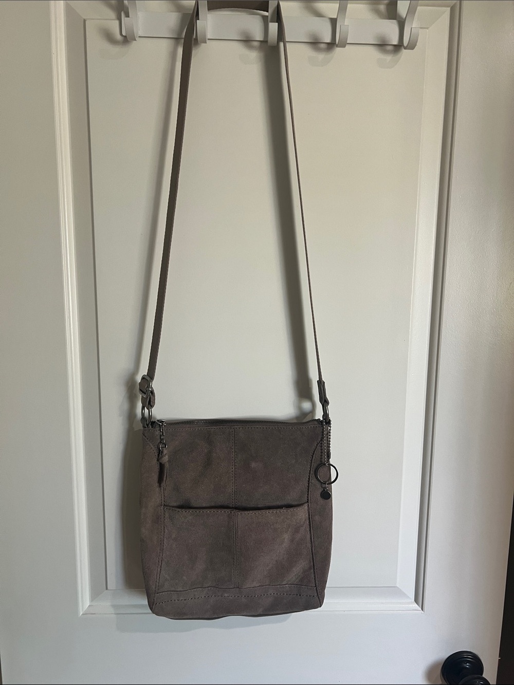The Sak Taupe Suede Crossbody Bag